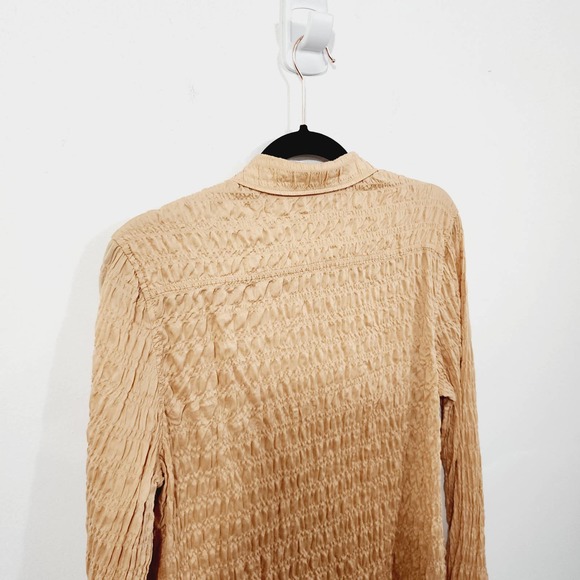 Everlane The Button Smock Top in Neutral Tan Button Front Stretch Womens Size 12 - Picture 13 of 15